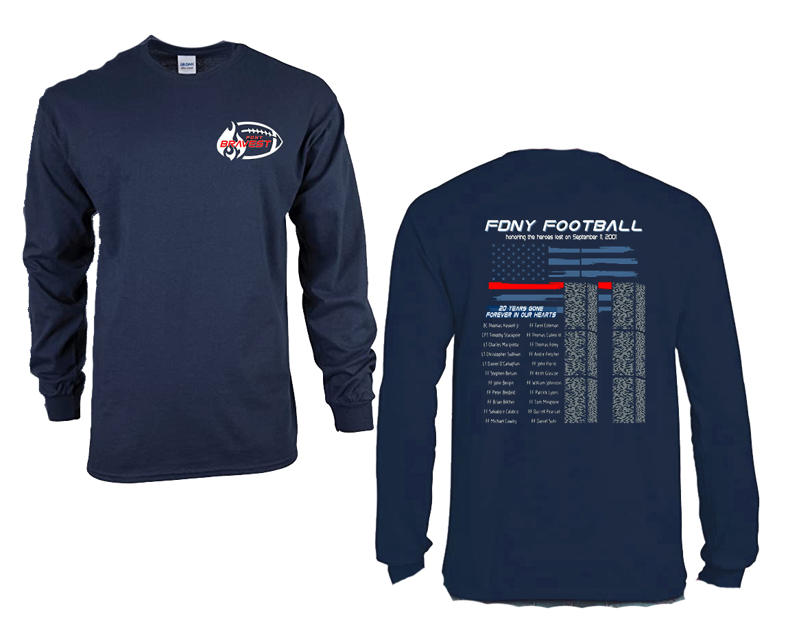 9/11 20th Year Commemorative Bravest Football Long Sleeve T-Shirts